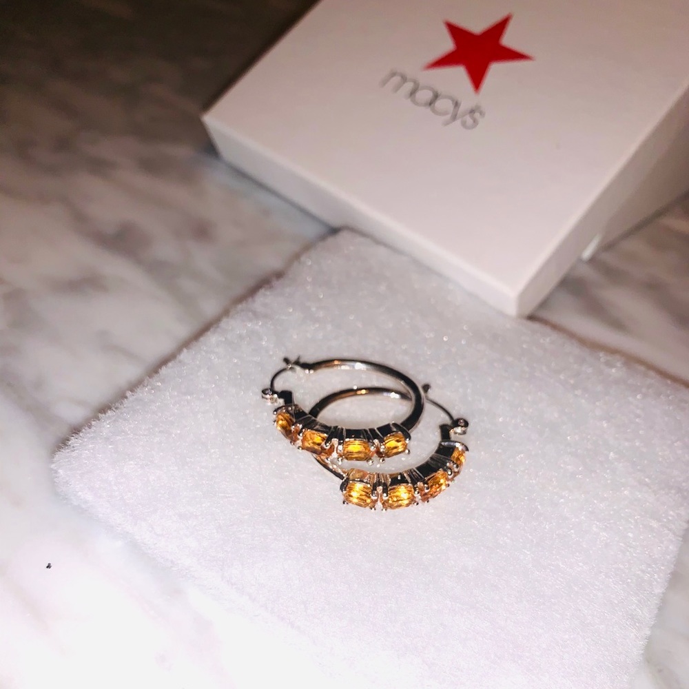 Sterling Silver Hoops Orange Topaz